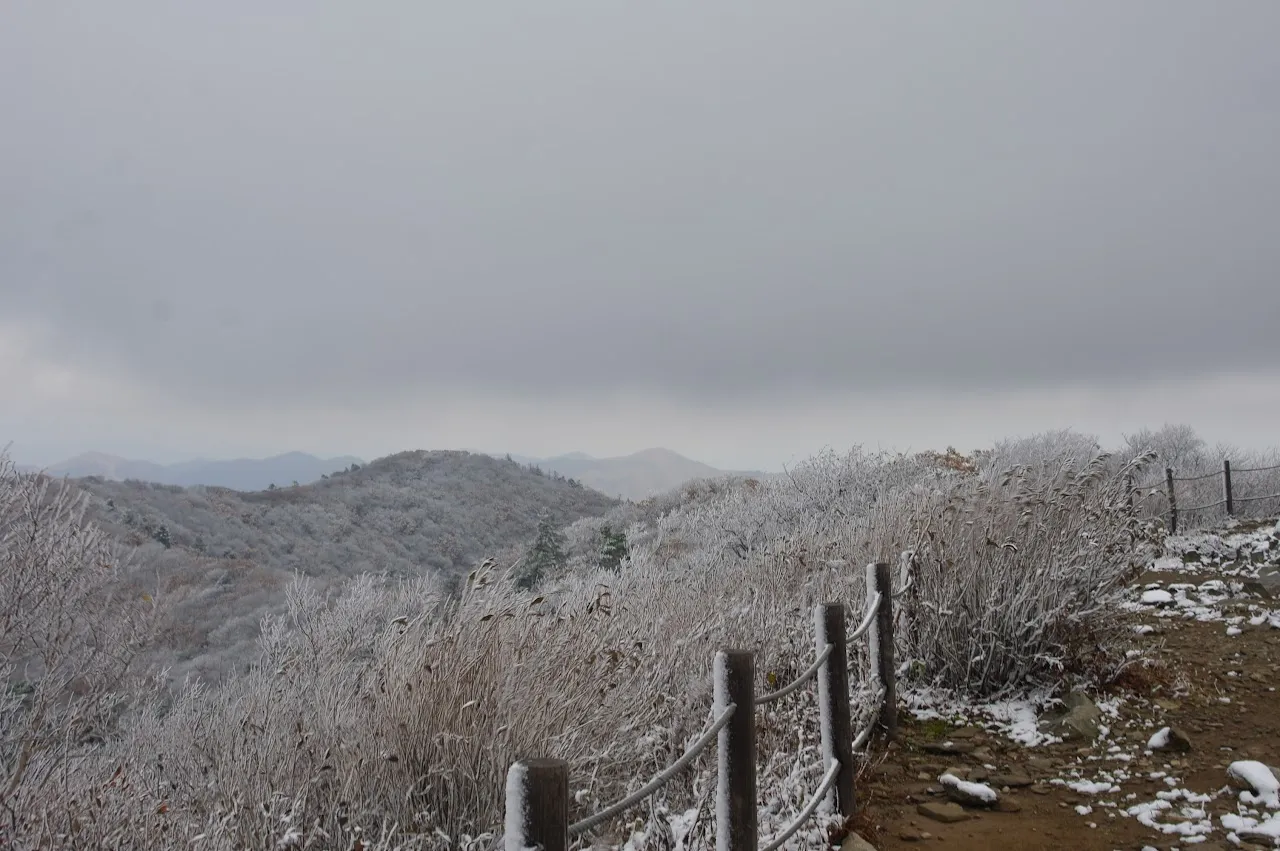 첫눈 내린 오대산 비로봉